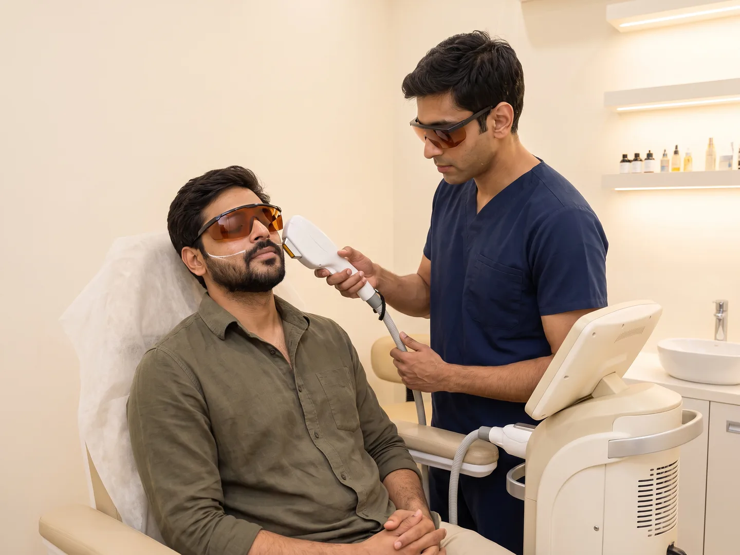 Laser beard shaping illustration